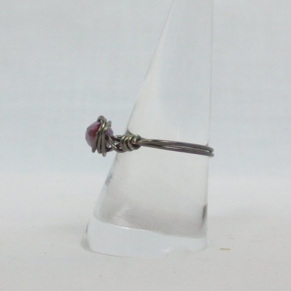 New Copper Wrapped Red Crystal Hand Crafted Ring - Picture 5 of 9